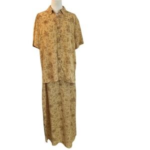 Vintage Karen Scott Sunflower Floral Prairie Skirt Set Cottagecore‎ Yellow L